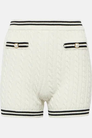 Alessandra Rich Striped cable-knit cotton shorts