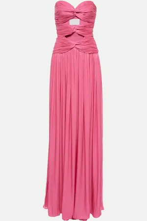 Costarellos Ambria gathered cutout gown