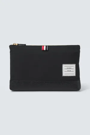 Thom Browne Leather-trimmed vanity bag
