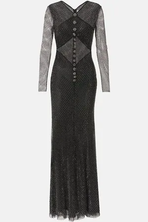 Self-Portrait Embellished fishnet gown