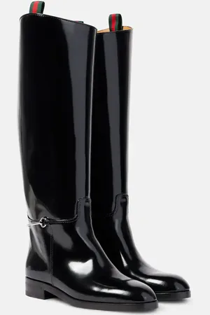 Gucci Polished leather knee-high boots