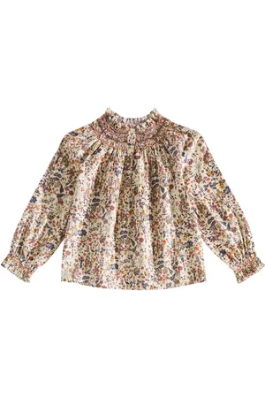BONPOINT Petale smocked floral cotton top