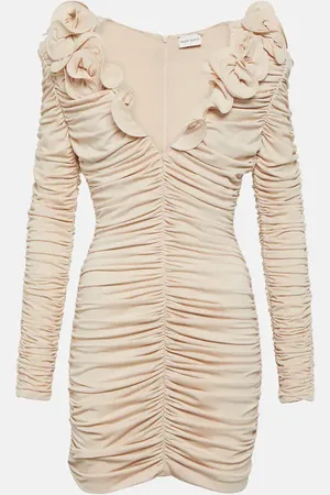 MAGDA BUTRYM Floral-appliquÃ© ruched jersey minidress