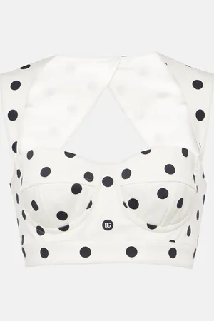 Dolce & Gabbana Polka-dot cotton-blend drill crop top