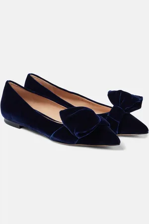Gianvito Rossi Bow-detail velvet ballet flats