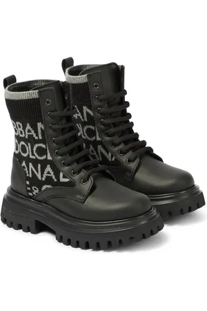 Dolce & Gabbana Logo leather combat boots
