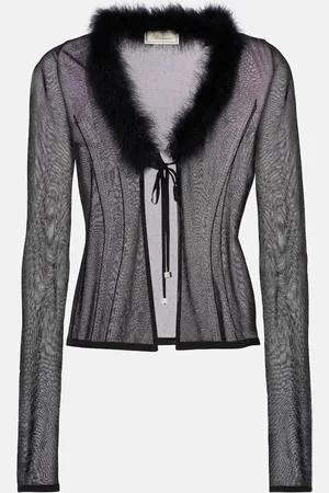 BLUMARINE Feather-trimmed cardigan