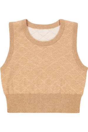 MORLEY Tapioca checked wool sweater vest