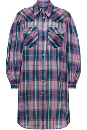 Marant Etoile Britany checked cotton shirt dress