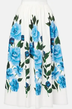Erdem Floral cotton midi skirt