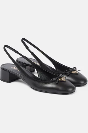 Prada Logo leather slingback pumps