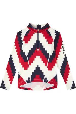 Perfect Moment Logo chevron jersey half-zip top