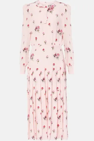 Alessandra Rich Floral pleated silk midi dress
