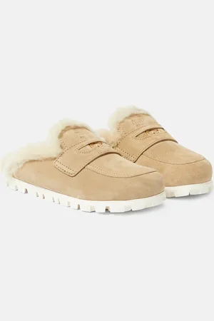 Miu Miu Shearling-lined suede slippers