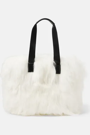 Moncler Leather-trimmed shearling tote bag