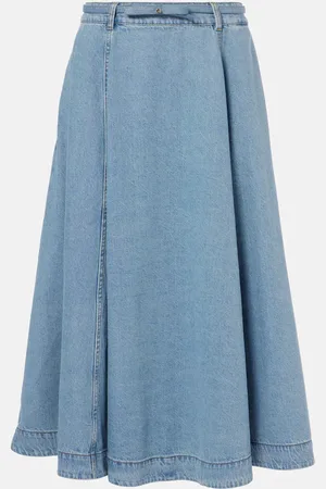 ZIMMERMANN Crush Denim Full flared midi skirt