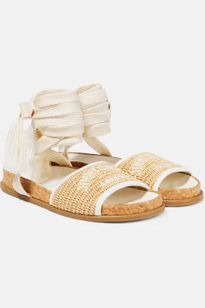 Jimmy Choo Gal Flat logo raffia sandals