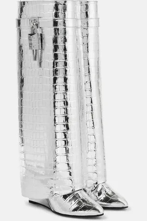 Givenchy Shark Lock croc-effect leather knee-high boots