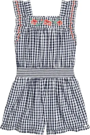 Tartine Et Chocolat Embroidered gingham cotton playsuit