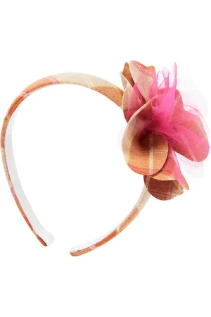 Il gufo Floral-appliquÃ© checked headband