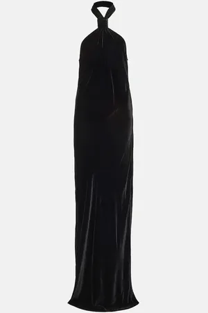 ANN DEMEULEMEESTER Halterneck velvet maxi dress