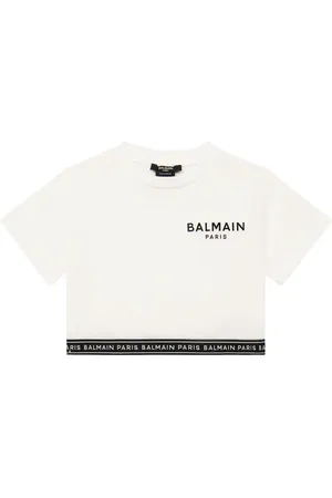 Balmain Logo cropped cotton jersey T-shirt