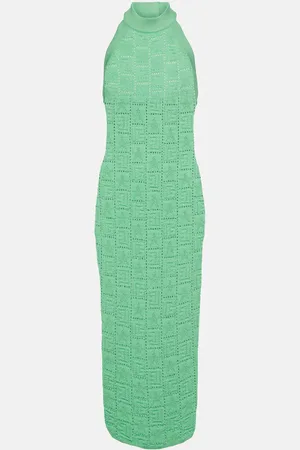 Balmain Monogram openwork midi dress