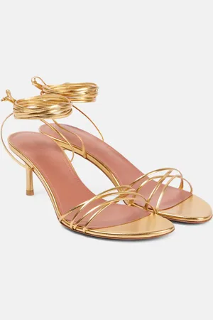Amina Muaddi Lori 60 metallic leather sandals