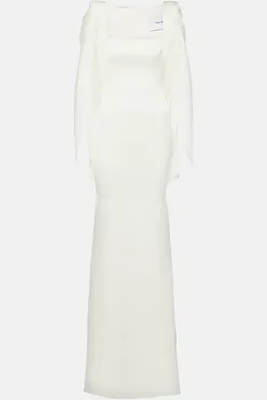ALEX PERRY Bridal Portrait cape-detail satin gown