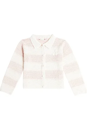 BONPOINT Faro striped crochet cotton cardigan