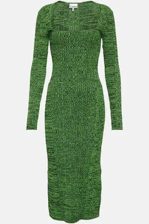 Ganni Ribbed-knit midi dress