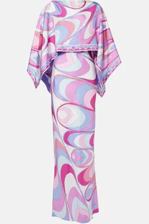 Puccini Printed silk twill maxi dress