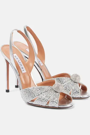 Aquazzura Italian Flirt 105 metallic leather sandals