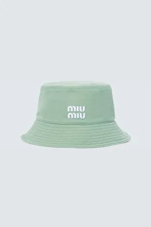 Miu Miu Embroidered denim bucket hat