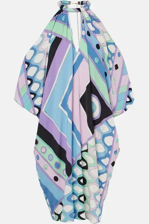 Puccini Vivara-print jersey satin kaftan