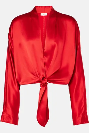 The Sei Tie-detail silk satin top