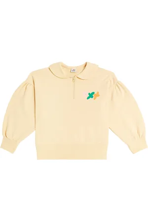 Jelly Mallow Flower cotton jersey half-zip sweatshirt