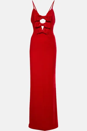 Alessandra Rich Bow-detail velvet gown