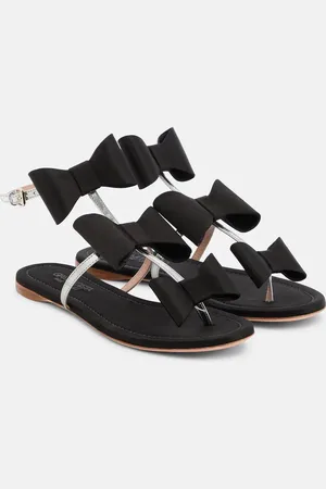Giambattista Valli Pop Bow satin and leather sandals