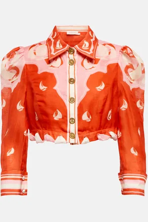 ZIMMERMANN High Tide eyelet-trimmed silk and linen shirt