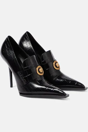 VERSACE Croc-effect patent leather pumps