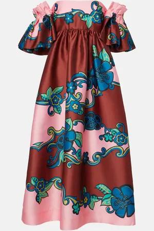 ALÉMAIS Floral off-shoulder satin maxi dress