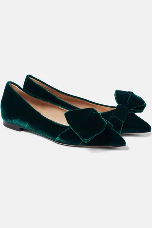 Gianvito Rossi Bow-detail velvet ballet flats