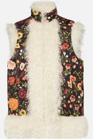 La DoubleJ Folk floral faux fur-trimmed vest
