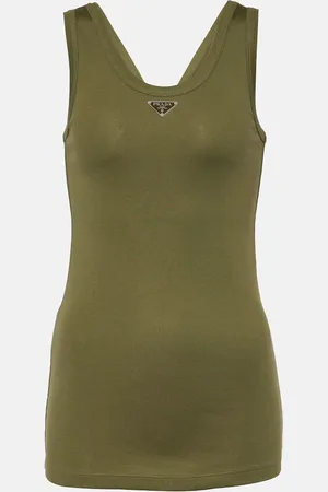 Prada Logo cotton jersey tank top
