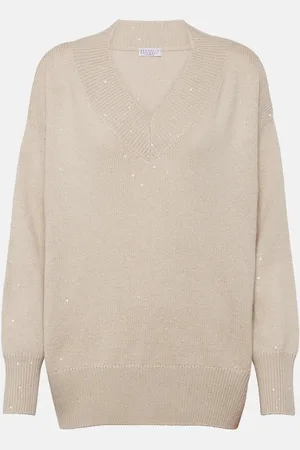 Brunello Cucinelli Embellished cashmere and silk sweater
