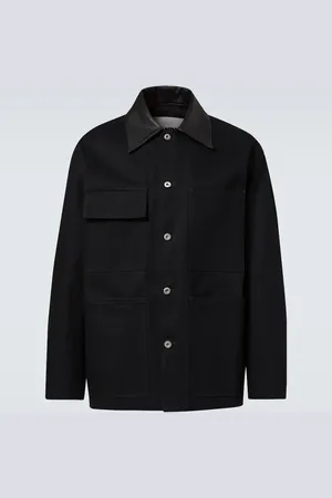 Jil Sander Leather-trimmed denim jacket