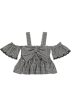 MONNALISA Gingham cotton off-shoulder top