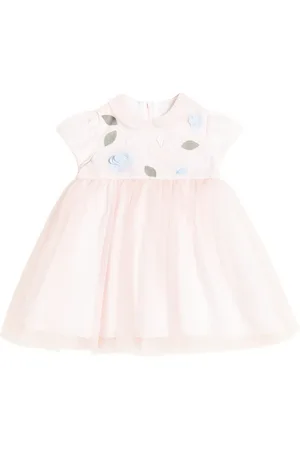 Il gufo Baby floral tulle-trimmed dress