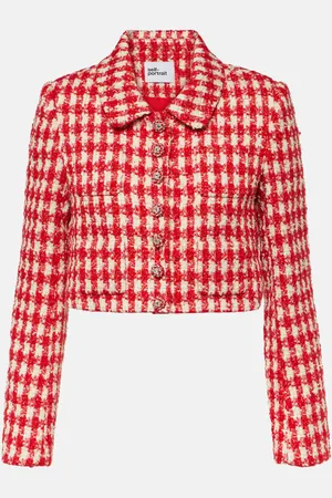 Self-Portrait Houndstooth bouclÃ© jacket